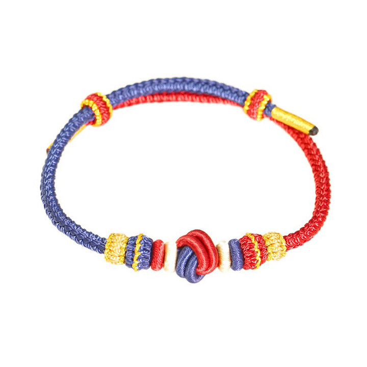 Buddha Stones Two-Color Rope Handcrafted Eight Thread Peace Knot Luck Connection Bracelet