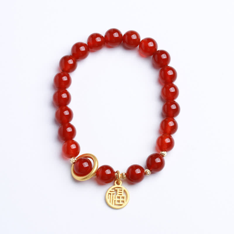 Natural Red Agate Blessing Letter Confidence Bracelet