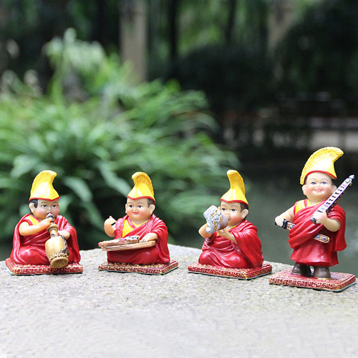 Buddha Stones Hand Painted Tibetan Lama Figures Carved Creative Home Office Car Decoration Ornament