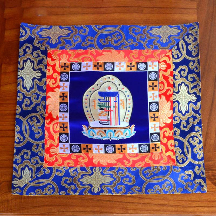 Prayer Altar Mat Meditation Strength Endless Knot Vajra Man-Bcu Kalachakra Auspicious Symbols