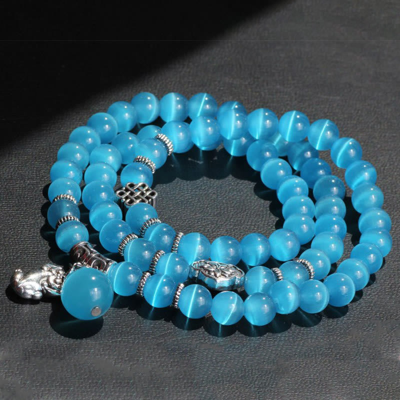 Buddha Stones Cat Eye PiXiu Support Triple Wrap Bracelet