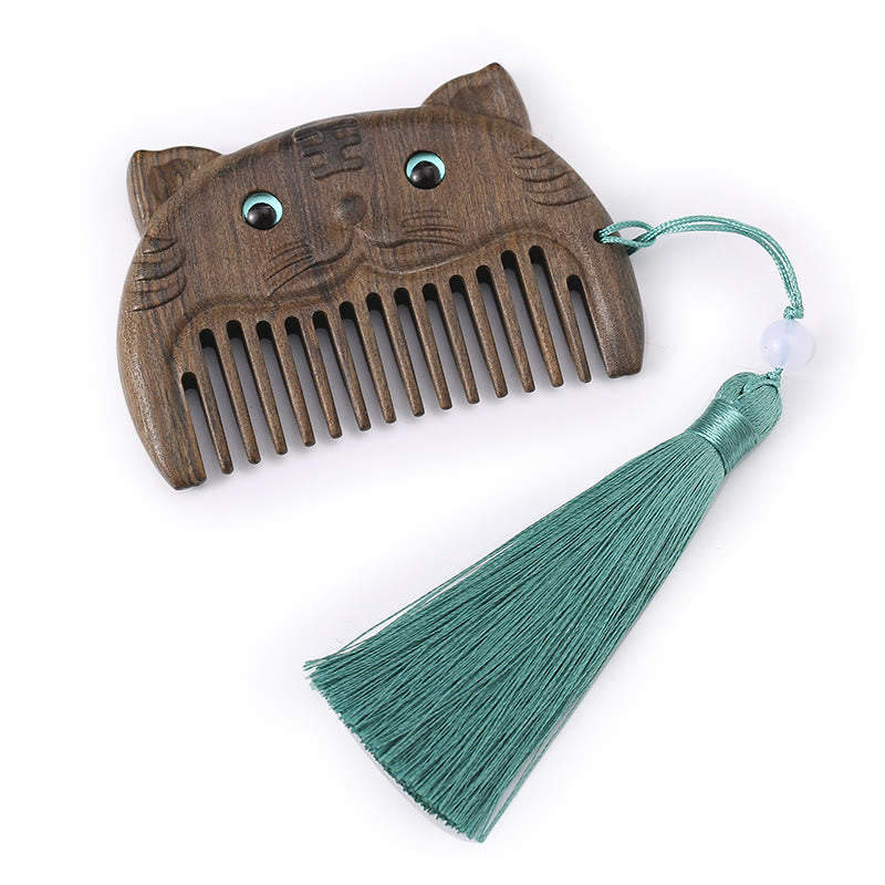 Chinese Zodiac Green Sandalwood Peace Mini Portable Comb