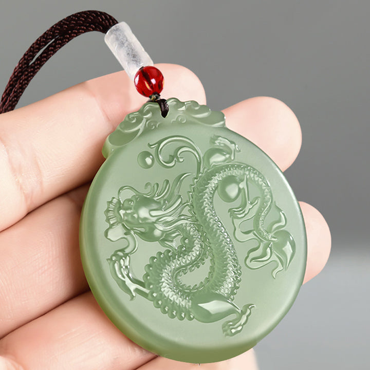 Buddha Stones Chinese Zodiac Dragon Jade Luck Necklace String Pendant