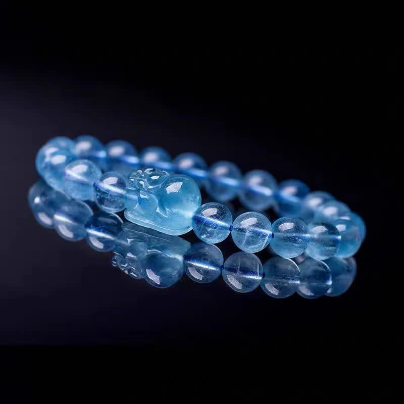 Natural Aquamarine Pixiu Serenity Healing Bracelet