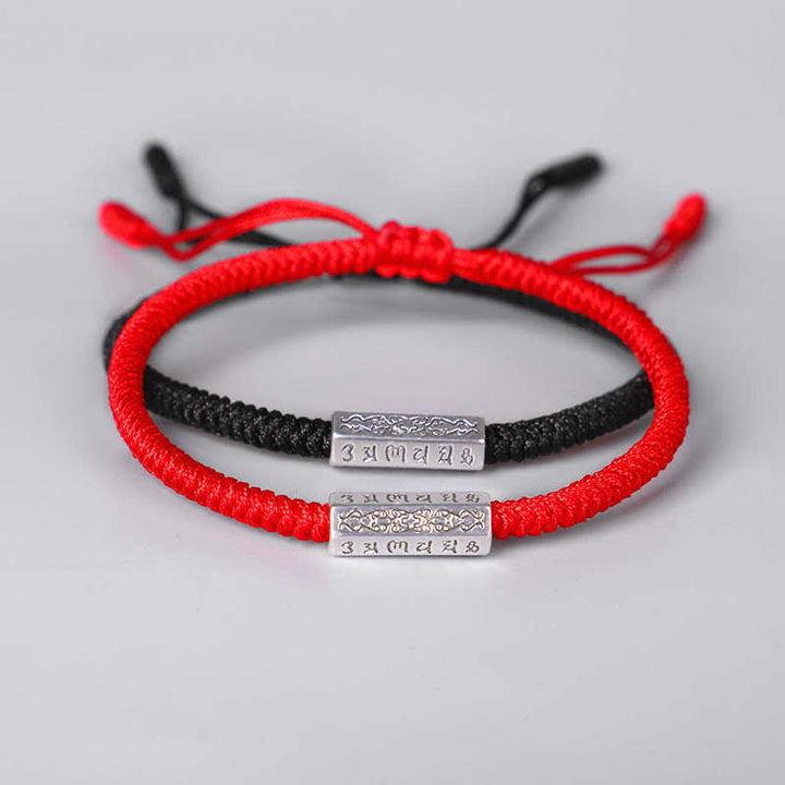 Buddha Stones Om Mani Padme Hum Luck Protection Red String Bracelet