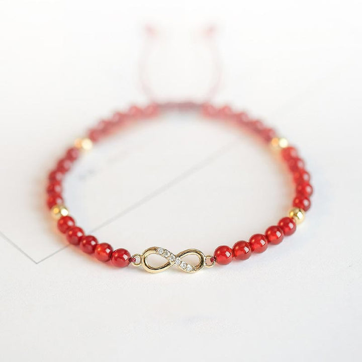 Natural Red Agate Endless Knot Four Leaf Clover Star Confidence String Bracelet