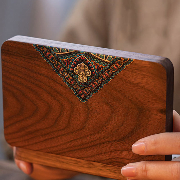 Vintage Handmade Black Walnut Wood Jewelry Storage Box Wooden Gift Box