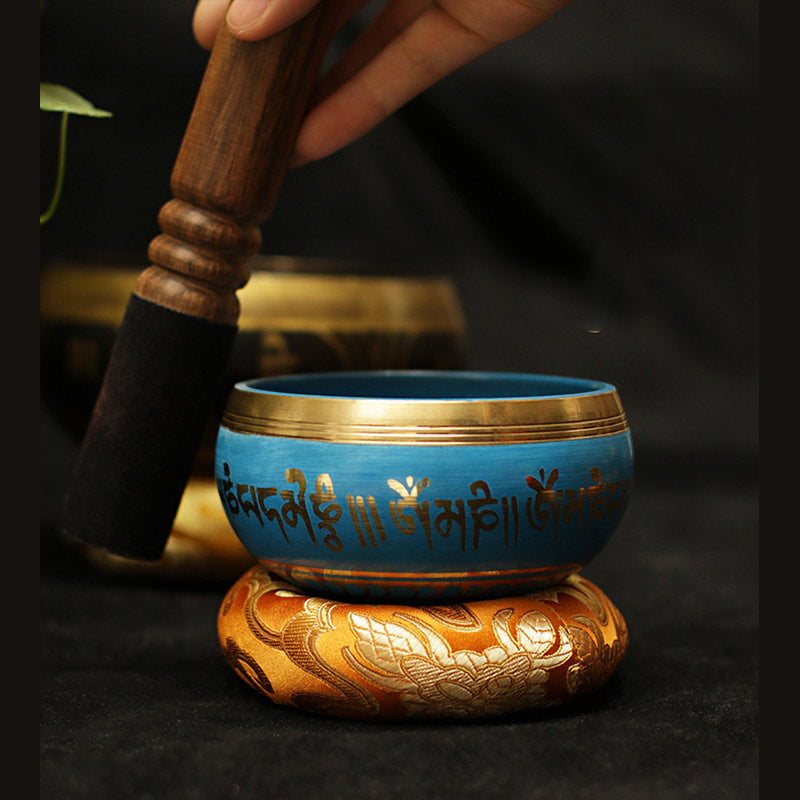 Tibetan Meditation Sound Bowl Handcrafted for Healing and Mindfulness Support Protection Singing Bowl Set