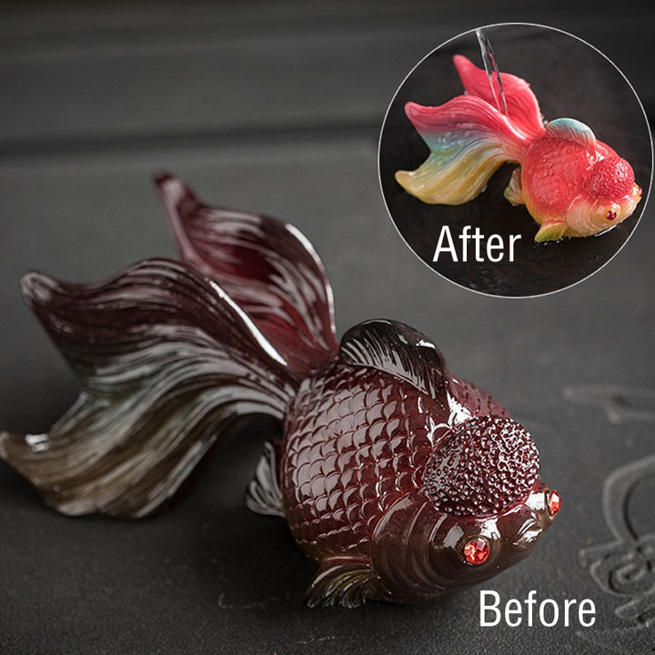 Buddha Stones Color Changing Koi Fish Resin Tea Pet Wealth Home Figurine Decoration