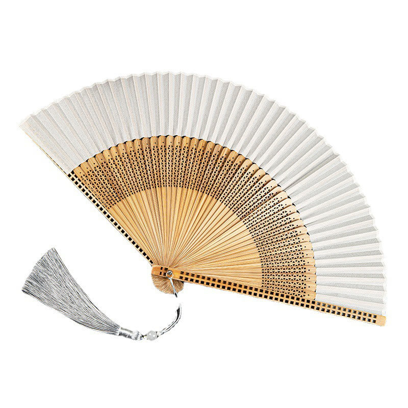 Buddha Stones Vintage Handheld Folding Fan With Bamboo Frames