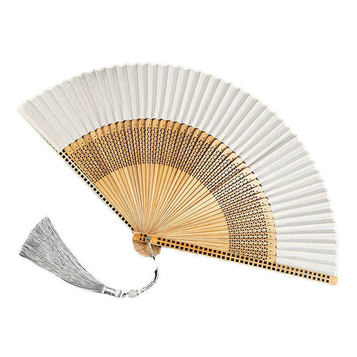 Buddha Stones Vintage Handheld Folding Fan With Bamboo Frames