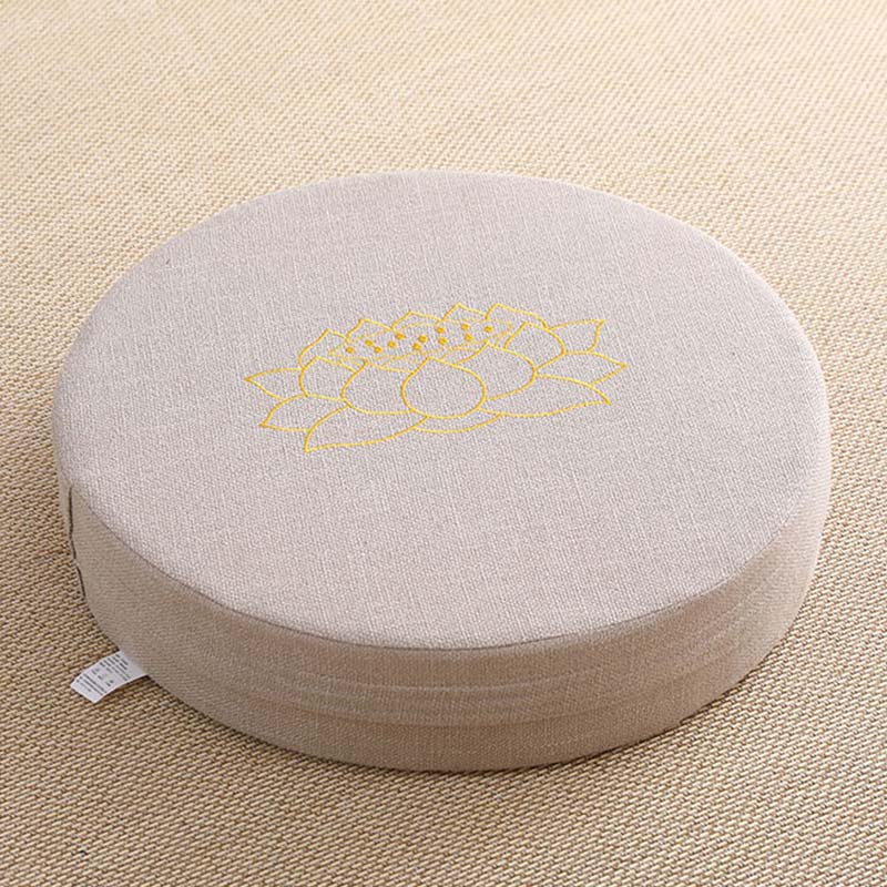 Lotus Embroidery Cotton Linen Meditation Seat Cushion