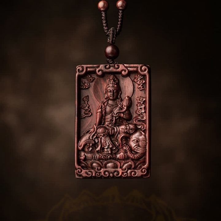 Chinese Zodiac Natal Buddha Small Leaf Red Sandalwood Protection Necklace Pendant