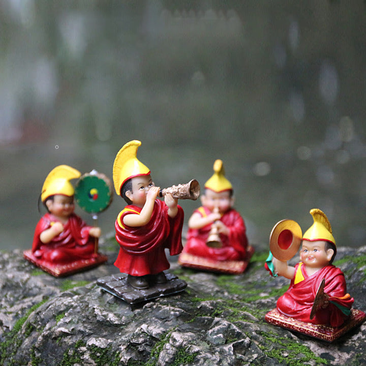 Buddha Stones Hand Painted Tibetan Lama Figures Carved Creative Home Office Car Decoration Ornament