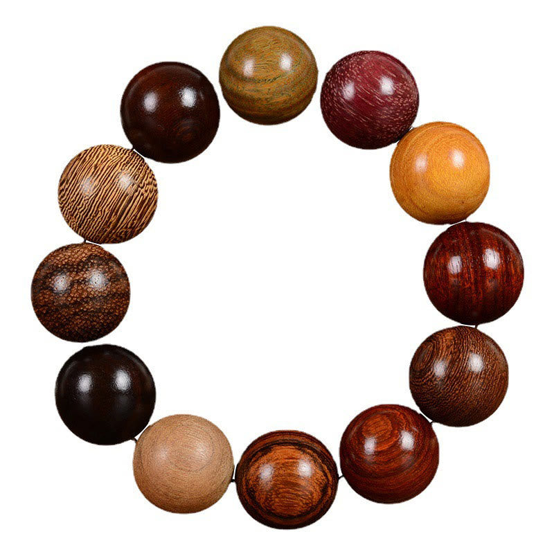 Buddha Stones Multicolored Sandalwood Protection Healing Bracelet