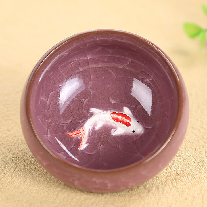 Buddha Stones Cute Koi Fish Ceramic Teacup Kung Fu Tea Cup Bowl 45ml