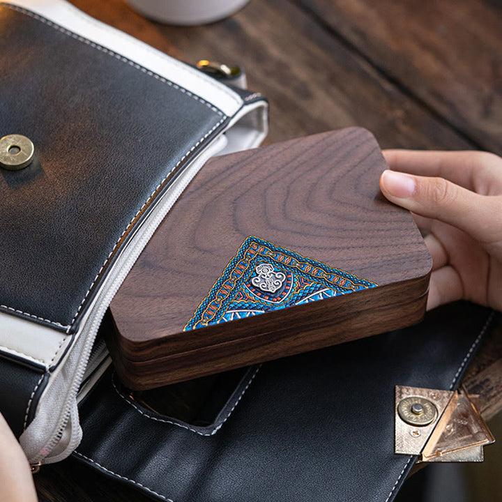 Vintage Handmade Black Walnut Wood Jewelry Storage Box Wooden Gift Box