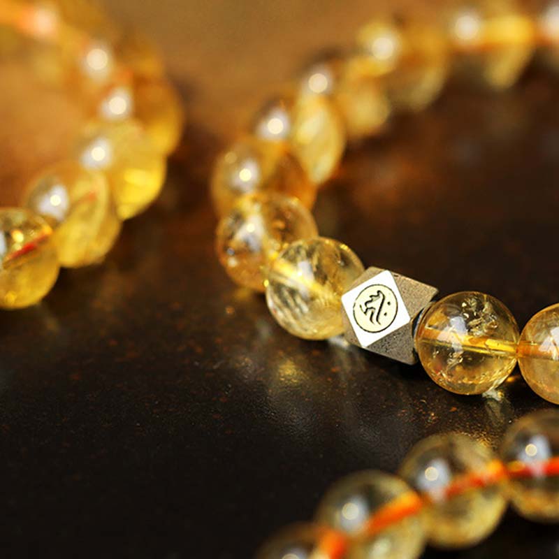 Chinese Zodiac Natal Buddha Citrine Cinnabar Blessing Bracelet