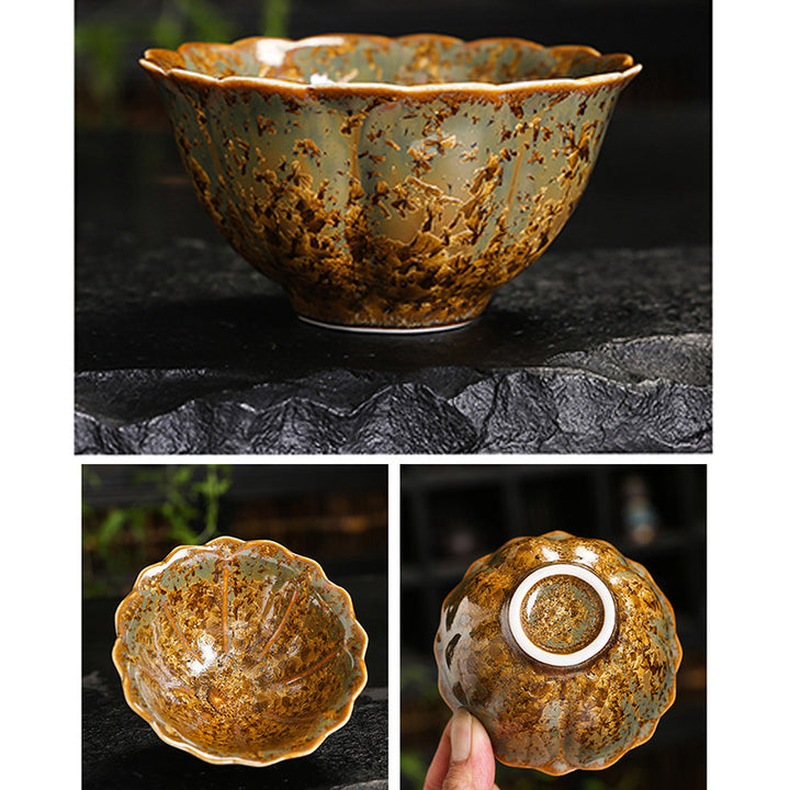 Buddha Stones Colorful Brown Ceramic Teacup Kung Fu Tea Cup Bowl