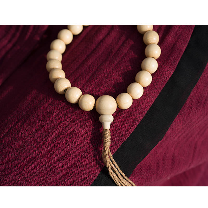 Buddha Stones Natural Abelia Biflora Wood Blessing Wrist Mala