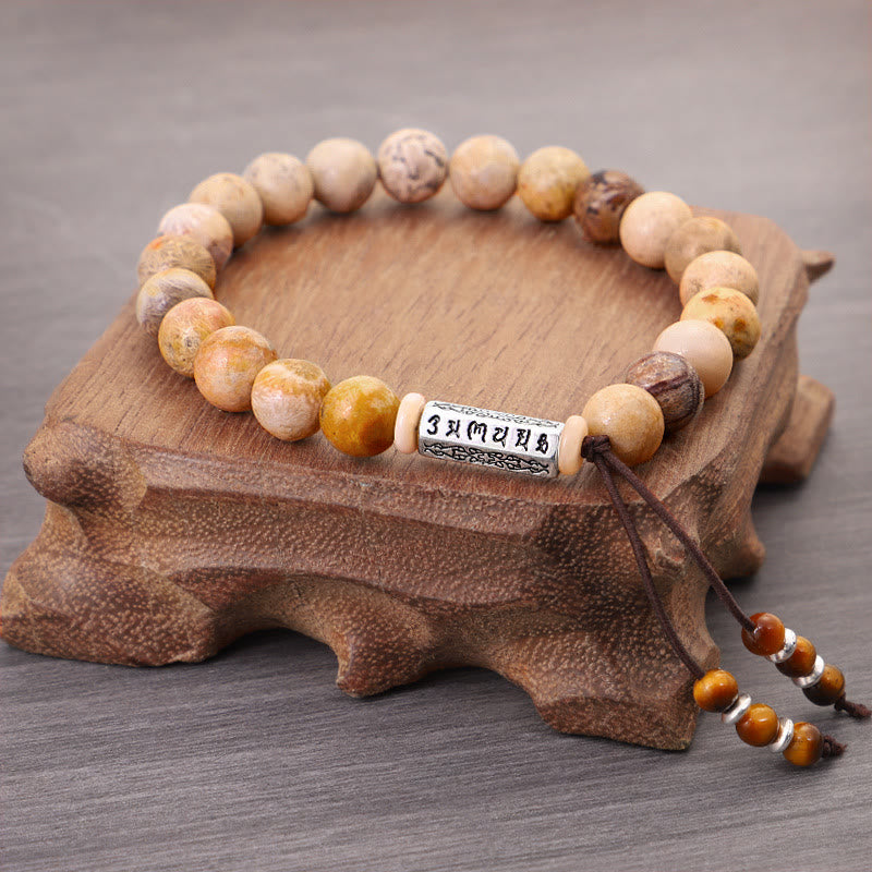 Weathered Stone Om Mani Padme Hum Strengthen Bracelet