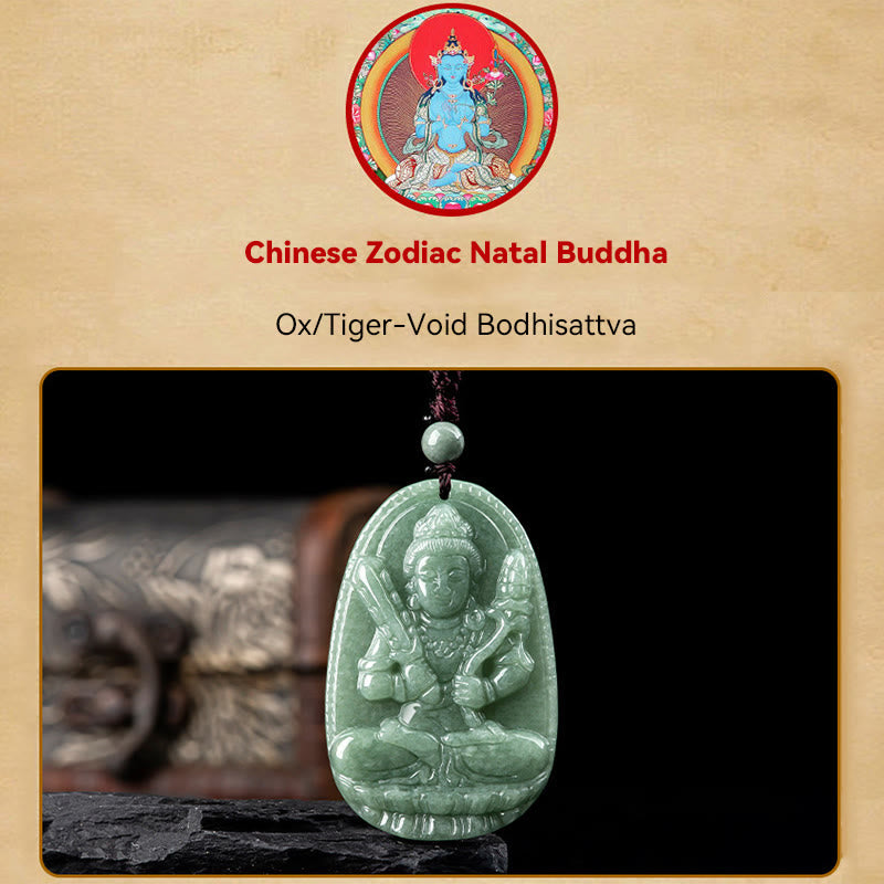 Buddha Stones Chinese Zodiac Natal Buddha Natural Jade Wealth Prosperity Necklace Pendant