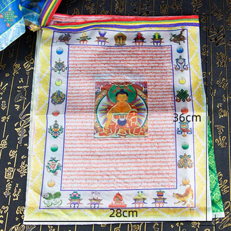 Tibetan 5 Colors Windhorse Buddha Tara Scriptures Healing Auspicious Outdoor Prayer Flag