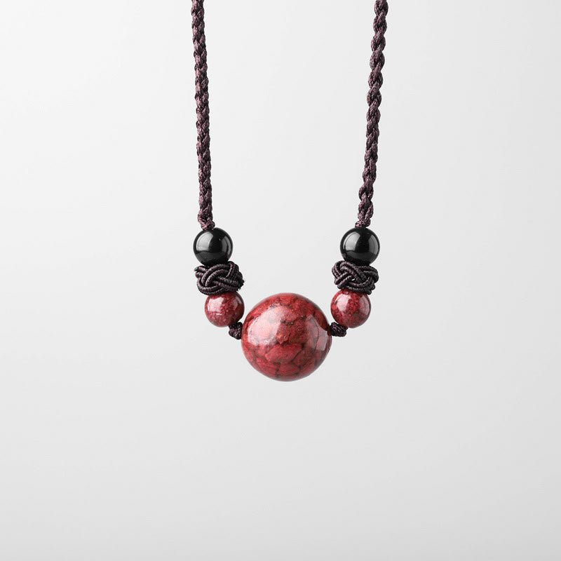 Buddha Stones Natural Cinnabar Stones Bead Blessing Necklace Pendant