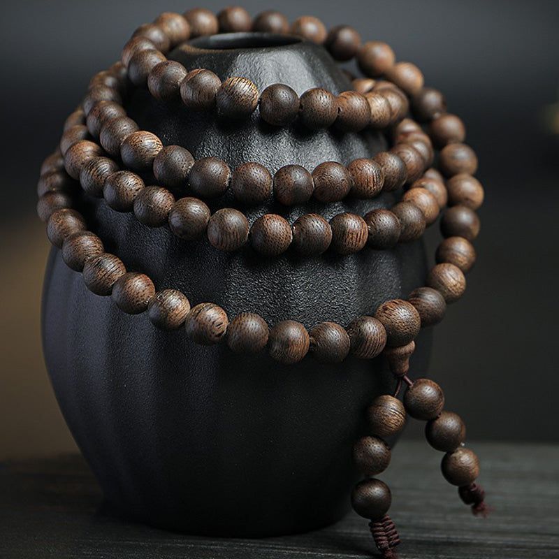 Buddha Stones 108 Mala Beads Agarwood Peace Strength Calm Bracelet