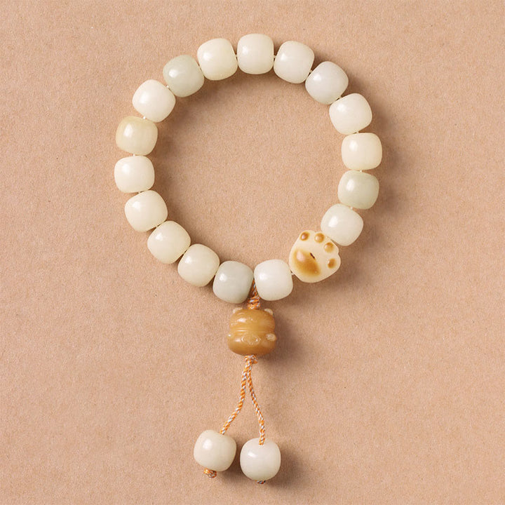 Buddha Stones Lucky Cat Bodhi Seed Cat Paw Peace Bracelet