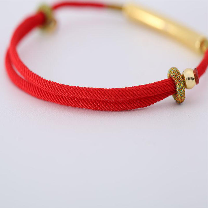 Buddha Stones Tibetan Buddhist Handmade Om Mani Padme Hum Lucky Red String Bracelet