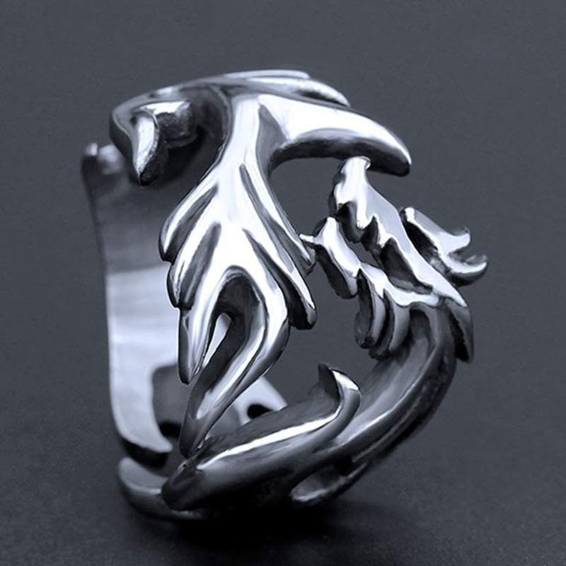 Buddha Stones Dragon Pattern Protection Strength Adjustable Ring