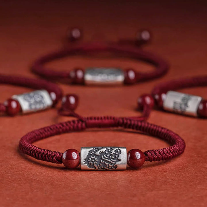 Buddha Stones 925 Sterling Silver 12 Chinese Zodiac Cinnabar String Bracelet