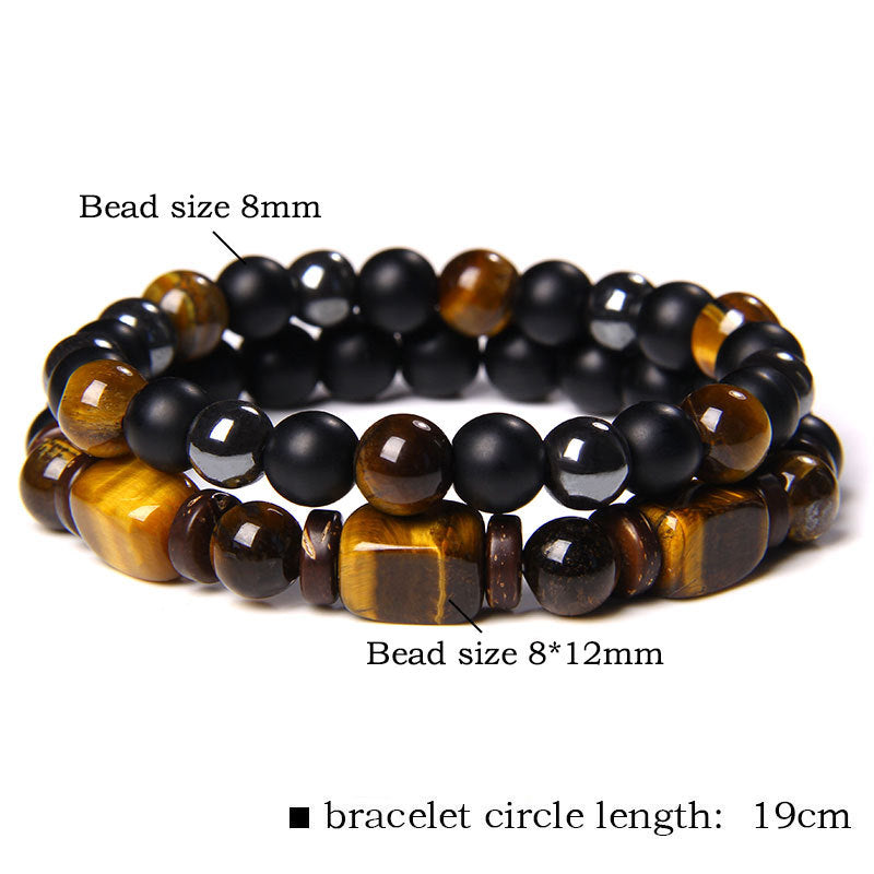 Buddha Stones Tiger Eye Frosted Stone Hematite Courage Bracelet