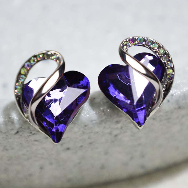 Natural Various Gemstone Birthstone Crystal Love Stud Earrings