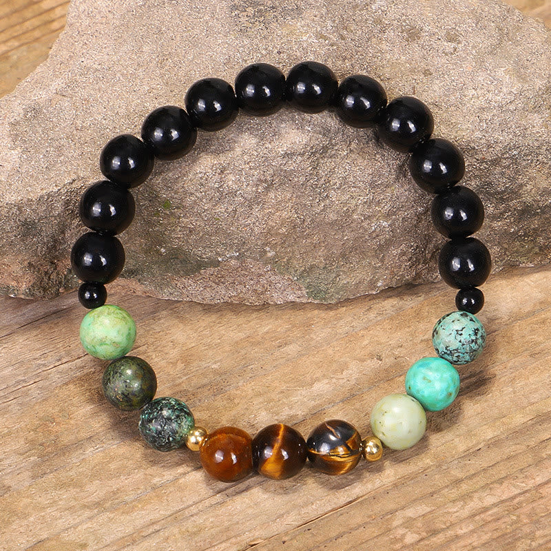 108 Mala Beads Natural Stone Tiger Eye Turquoise Protection Strength Bracelet Necklace