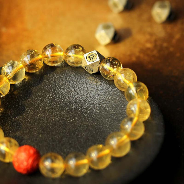 Chinese Zodiac Natal Buddha Citrine Cinnabar Blessing Bracelet