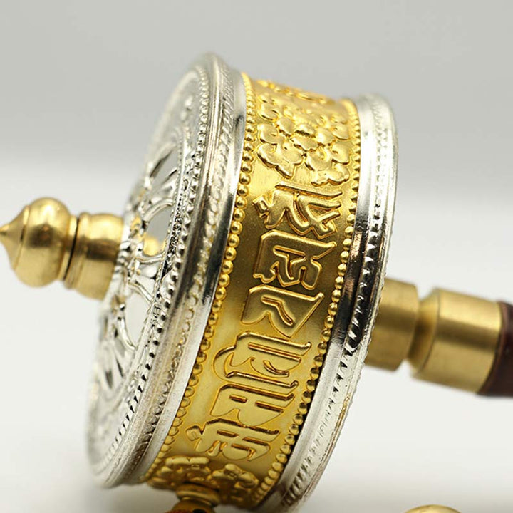 Tibetan Prayer Wheel Six True Words Copper Peace Protection Decoration