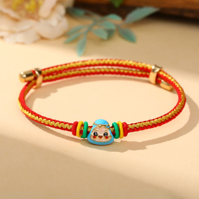 Buddha Stones Colorful Rope Zongzi Pattern Luck Handmade Child Adult Bracelet