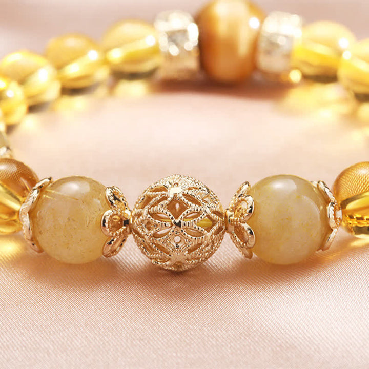 Buddha Stones Citrine Generosity Prosperity Beaded Bracelet