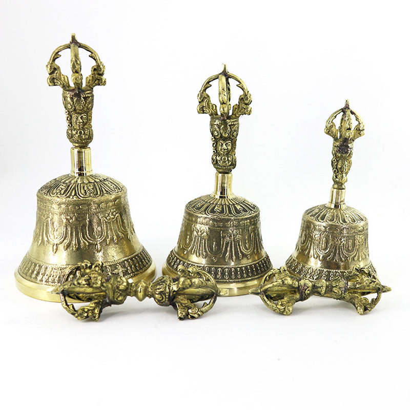 Tibetan Meditation Bell and Vajra Dorje Copper Balance Handmade Decoration Set