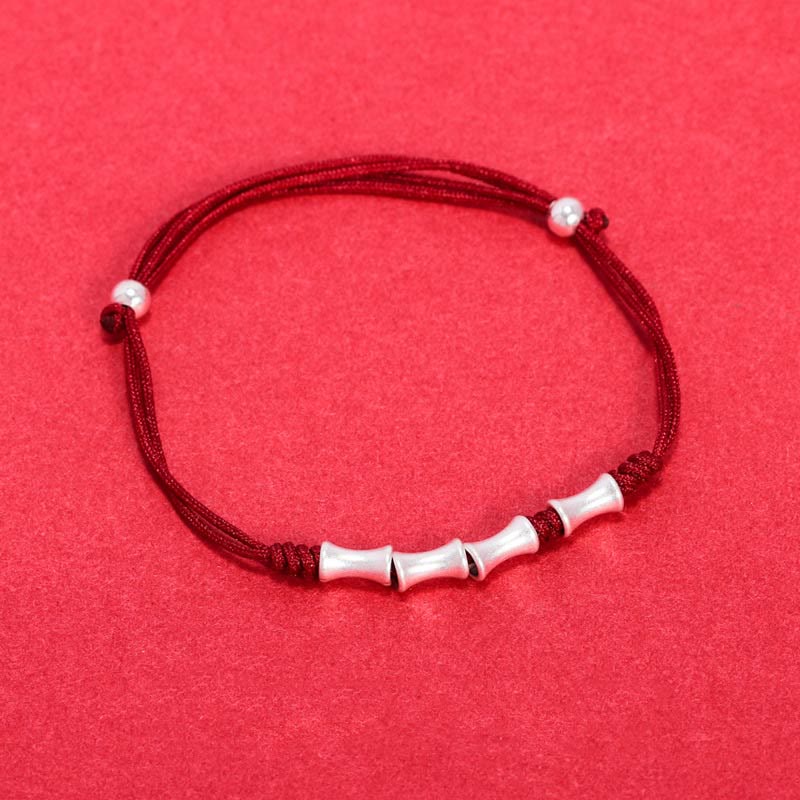 Buddha Stones 925 Sterling Silver Bamboo Design Protection Luck Braided Bracelet