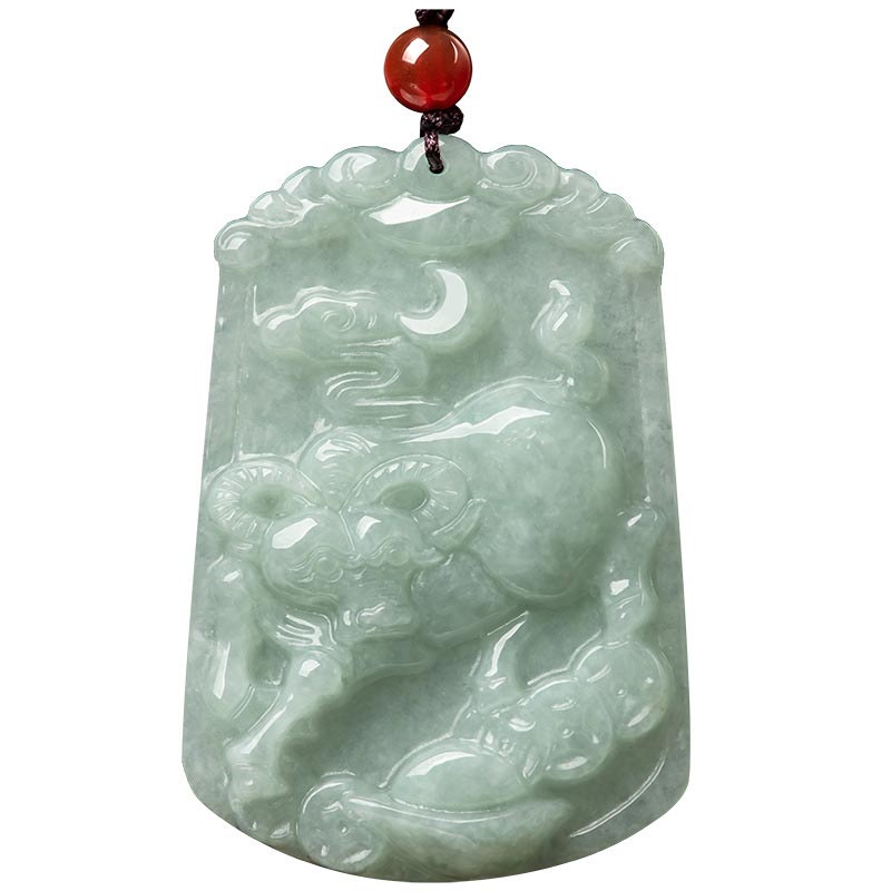 Natural Jade 12 Chinese Zodiac Abundance Amulet Pendant Necklace