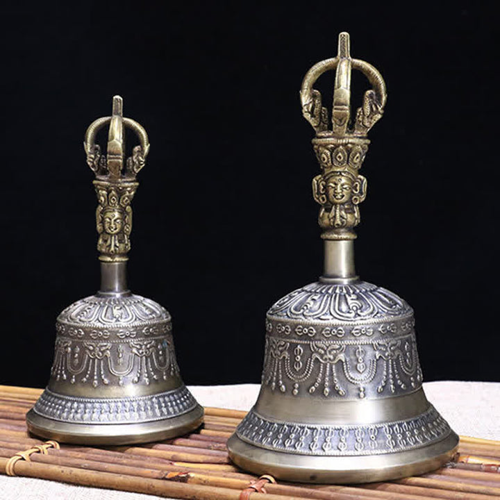 Tibetan Meditation Bell and Vajra Dorje Copper Enlightenment Decoration Set