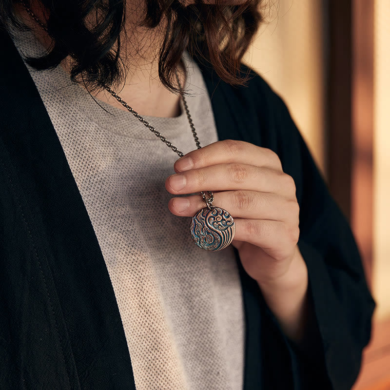 Buddha Stones 990 Sterling Silver Yin Yang Water and Fire Balance Necklace Pendant