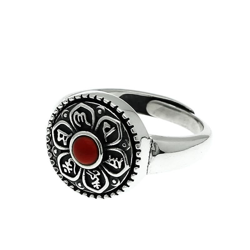 Buddha Stones Tibetan Om Mani Padme Hum Peace Rotatable Ring