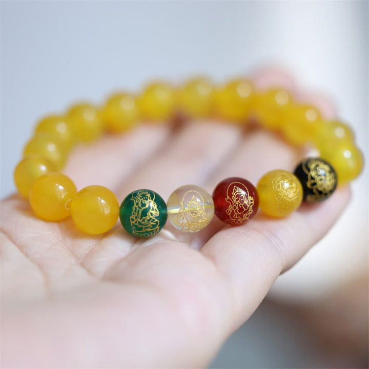 Buddha Stones Five Elements God of Wealth Various Agate Crystal Wealth Bracelet