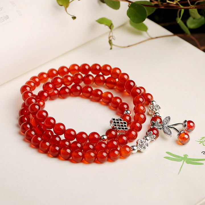 Natural Red Agate Bead Blessing Bracelet Necklace