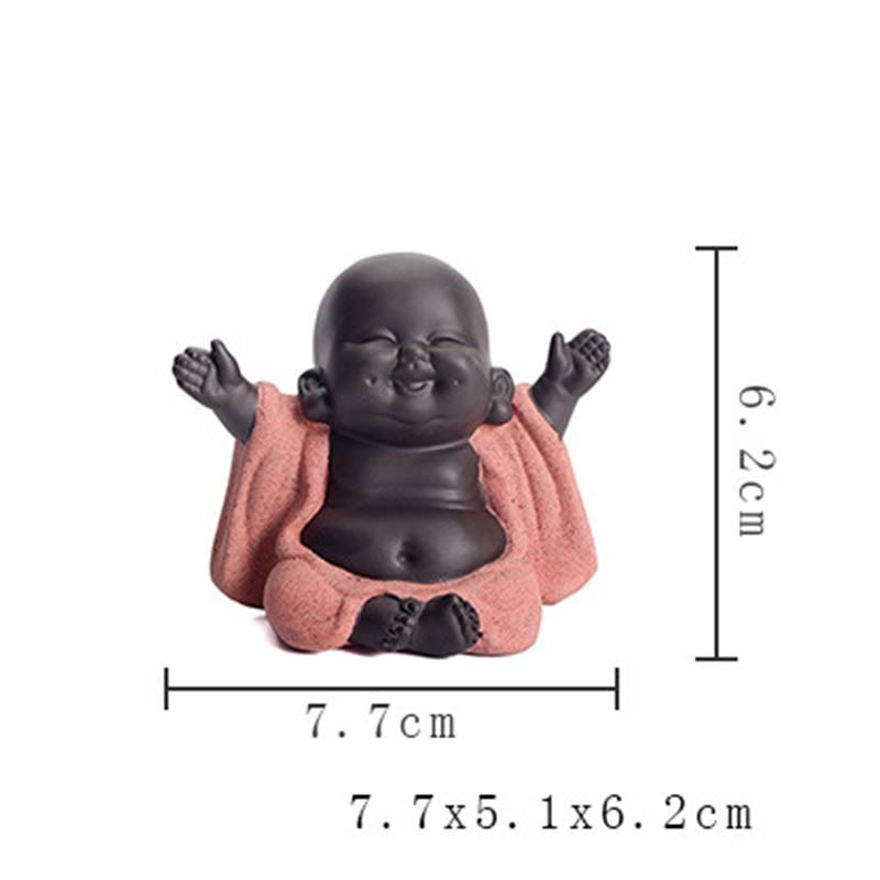 Buddha Stones Always Smiling Laughing Buddha Wealth Luck Purple Clay Maitreya Statue Decoration