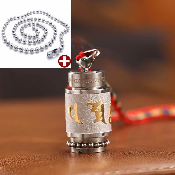 Buddha Stones Tibet Om Mani Padme Hum Shurangama Mantra Titanium Steel Wisdom Amulet Necklace Pendant